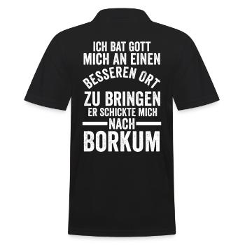 Nordsee Borkum - Männer Poloshirt - Schwarz - Hinten - Kai (181cm)