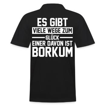 Nordsee Borkum - Männer Poloshirt - Schwarz - Hinten - Kai (181cm)