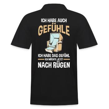 Ostsee Rügen - Männer Poloshirt - Schwarz - Hinten - Kai (181cm)