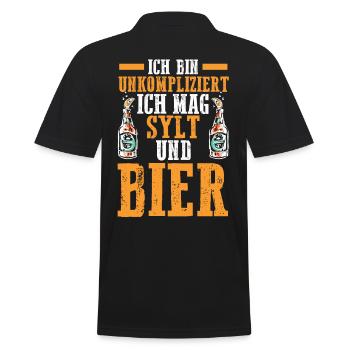 Nordsee Bier Sylt - Männer Poloshirt - Schwarz - Hinten - Kai (181cm)