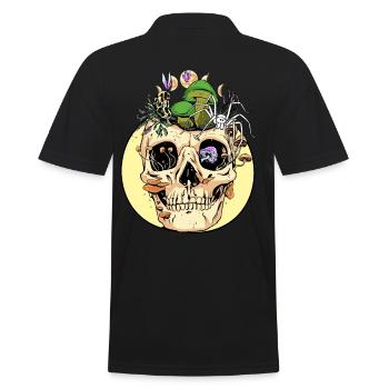 Horror Halloween Spinne Totenkopf Herbst Pilze - Männer Poloshirt - Schwarz - Hinten - Kai (181cm)