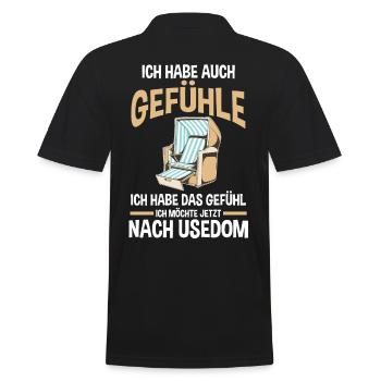 Ostsee Usedom - Männer Poloshirt - Schwarz - Hinten - Kai (181cm)