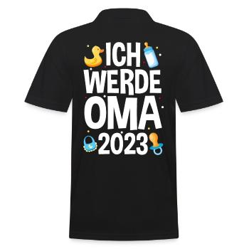 Großmutter 2023 Schwanger Werdende Oma - Männer Poloshirt - Schwarz - Hinten - Kai (181cm)