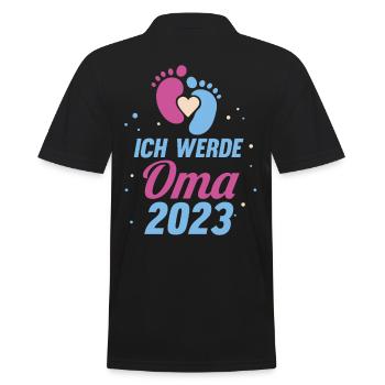 Großmutter 2023 Schwanger Werdende Oma - Männer Poloshirt - Schwarz - Hinten - Kai (181cm)