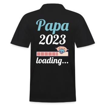 Vater 2023 Schwanger Werdender Papa - Männer Poloshirt - Schwarz - Hinten - Kai (181cm)