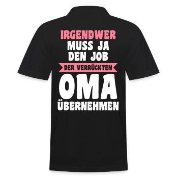 Großmutter Großmama Omi Verrückte Oma - Männer Poloshirt - Schwarz - Hinten - Kai (181cm)