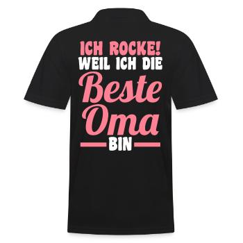 Großmutter Großmama Omi Oma - Männer Poloshirt - Schwarz - Hinten - Kai (181cm)