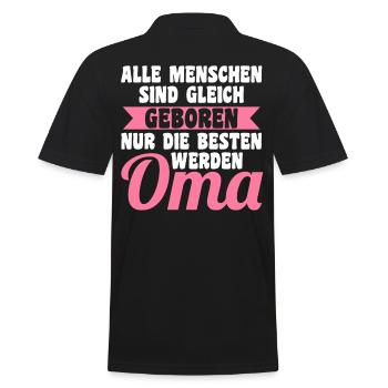 Großmutter Großmama Omi Oma - Männer Poloshirt - Schwarz - Hinten - Kai (181cm)