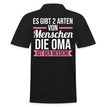 Großmutter Großmama Omi Oma - Männer Poloshirt - Schwarz - Hinten - Kai (181cm)
