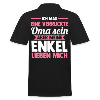 Großmutter Großmama Omi Oma - Männer Poloshirt - Schwarz - Hinten - Kai (181cm)