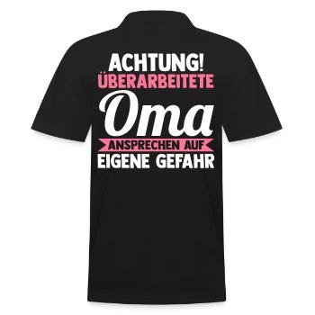 Großmutter Großmama Omi Oma - Männer Poloshirt - Schwarz - Hinten - Kai (181cm)