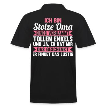 Großmutter Großmama Omi Oma - Männer Poloshirt - Schwarz - Hinten - Kai (181cm)