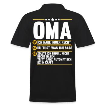 Großmutter Großmama Omi Oma - Männer Poloshirt - Schwarz - Hinten - Kai (181cm)