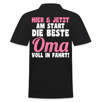 Großmutter Großmama Omi Oma - Männer Poloshirt - Schwarz - Hinten - Kai (181cm)