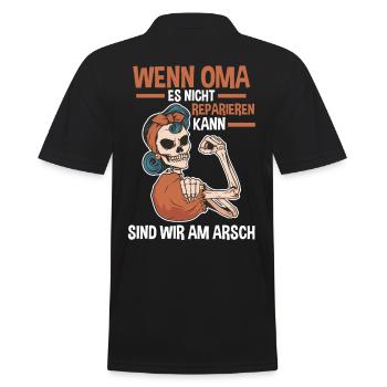 Großmutter Großmama Omi Oma - Männer Poloshirt - Schwarz - Hinten - Kai (181cm)