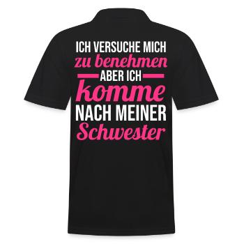 Geschwister Familie Schwestern Schwester - Männer Poloshirt - Schwarz - Hinten - Kai (181cm)