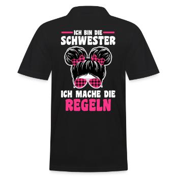 Geschwister Familie Schwestern Schwester - Männer Poloshirt - Schwarz - Hinten - Kai (181cm)
