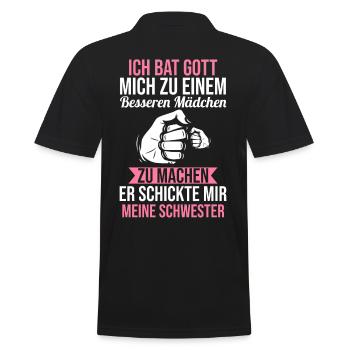 Geschwister Familie Schwestern Schwester - Männer Poloshirt - Schwarz - Hinten - Kai (181cm)