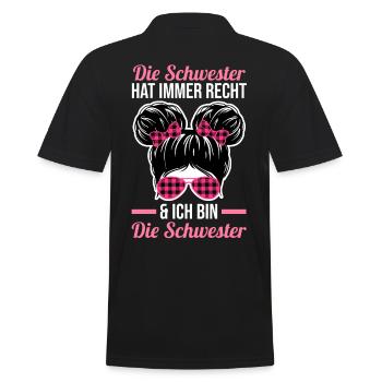Geschwister Familie Schwestern Schwester - Männer Poloshirt - Schwarz - Hinten - Kai (181cm)