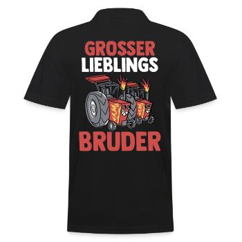 Geschwister Familie Traktor Brüder Bruder - Männer Poloshirt - Schwarz - Hinten - Kai (181cm)