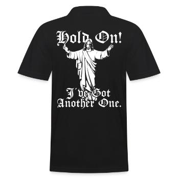 Einen habe ich noch. Jesus erzählt noch einen Witz - Männer Poloshirt - Schwarz - Hinten - Kai (181cm)