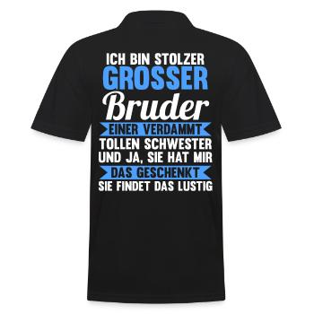 Geschwister Schwester Familie Brüder Bruder - Männer Poloshirt - Schwarz - Hinten - Kai (181cm)