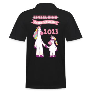 Schwester 2023 Einhorn Werdende Schwester - Männer Poloshirt - Schwarz - Hinten - Kai (181cm)