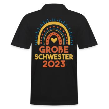 Schwester 2023 Schwanger Werdende Schwester - Männer Poloshirt - Schwarz - Hinten - Kai (181cm)