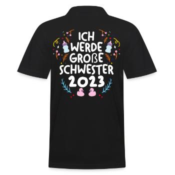 Schwester 2023 Schwanger Werdende Schwester - Männer Poloshirt - Schwarz - Hinten - Kai (181cm)