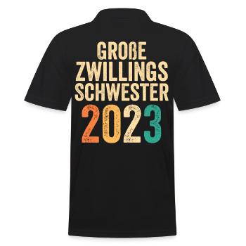 Zwillings Schwester 2023 Schwanger Werdende Schwes - Männer Poloshirt - Schwarz - Hinten - Kai (181cm)
