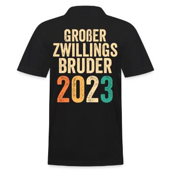 Bruder 2023 Schwanger Zwilling Werdender Bruder - Männer Poloshirt - Schwarz - Hinten - Kai (181cm)