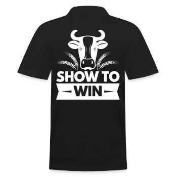 Cattle Show To Win - Men's Polo Shirt - black - Back - Kai (181cm)