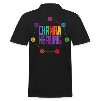 Chakra Healing Circle - Men's Polo Shirt - black - Back - Kai (181cm)
