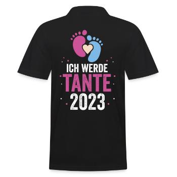 Tante 2023 Schwangerschaft Schwanger Werdende Tant - Männer Poloshirt - Schwarz - Hinten - Kai (181cm)