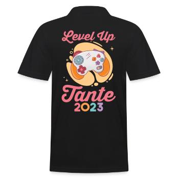 Tante 2023 Gamer Zocker Werdende Tante - Männer Poloshirt - Schwarz - Hinten - Kai (181cm)