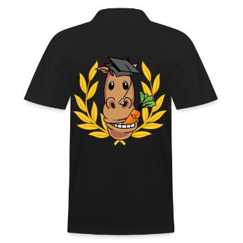 Studiertes Pferd Professor Studium Uni Reiter Abi - Männer Poloshirt - Schwarz - Hinten - Kai (181cm)