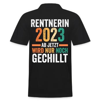 Rente 2023 Pension Pensionärin Ruhestand Rentnerin - Männer Poloshirt - Schwarz - Hinten - Kai (181cm)