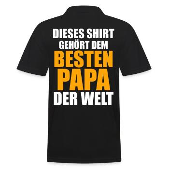 Vater Papi Bester Papa - Männer Poloshirt - Schwarz - Hinten - Kai (181cm)