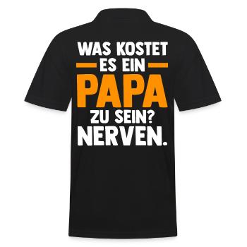 Vater Papi Papa - Männer Poloshirt - Schwarz - Hinten - Kai (181cm)