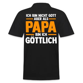 Vater Papi Papa - Männer Poloshirt - Schwarz - Hinten - Kai (181cm)