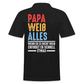 Vater Papi Papa - Männer Poloshirt - Schwarz - Hinten - Kai (181cm)