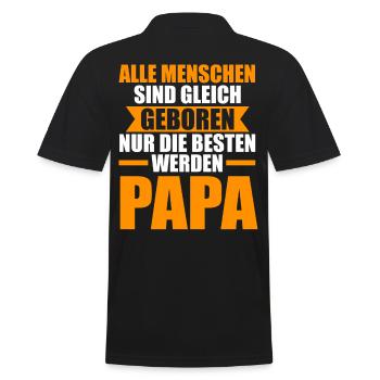 Vater Papi Papa - Männer Poloshirt - Schwarz - Hinten - Kai (181cm)