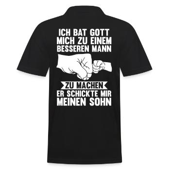 Vater Papi Sohn Papa - Männer Poloshirt - Schwarz - Hinten - Kai (181cm)