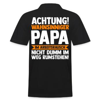 Vater Papi Papa - Männer Poloshirt - Schwarz - Hinten - Kai (181cm)