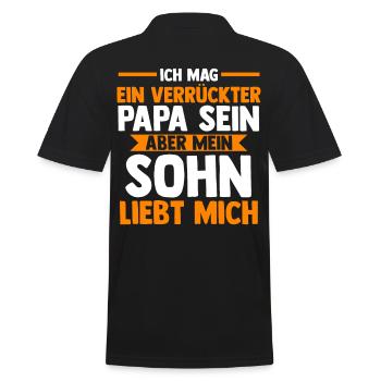 Vater Papi Papa - Männer Poloshirt - Schwarz - Hinten - Kai (181cm)