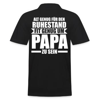 Vater Papi Papa - Männer Poloshirt - Schwarz - Hinten - Kai (181cm)