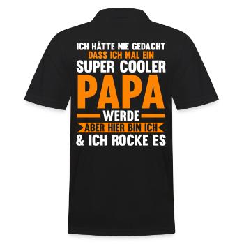 Vater Papi Papa - Männer Poloshirt - Schwarz - Hinten - Kai (181cm)