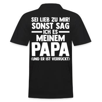Papa Tochter Sohn - Männer Poloshirt - Schwarz - Hinten - Kai (181cm)