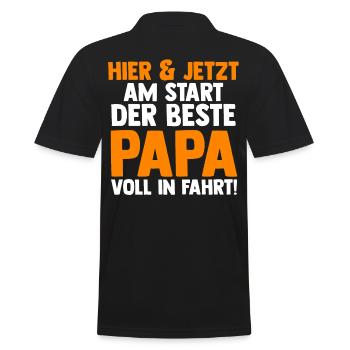 Vater Papi Papa - Männer Poloshirt - Schwarz - Hinten - Kai (181cm)