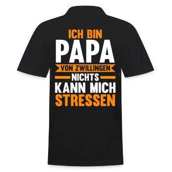 Vater Papi Zwilling Zwillinge Zwillingspapa Papa - Männer Poloshirt - Schwarz - Hinten - Kai (181cm)